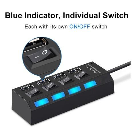 USB Hub 4 Port Output On / Off / Colokan Konektor Extender Flashdisk Mouse Keyboard