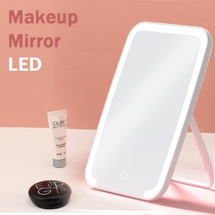 Perfin Lampu Cermin LED Tombol Touch Screen / Cermin Makeup LED / Kaca Cermin Lampu Charge USB Porta