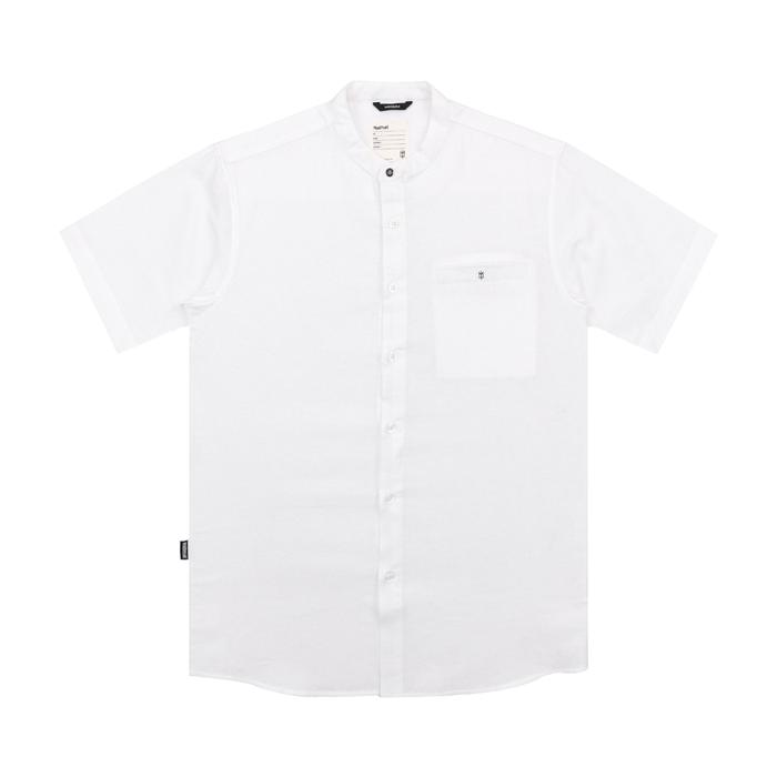 GLARINK Imperat MATERNAL DISASTER WHITE SHORT SLEEVE SHIRT STAND COLLAR KEMEJA KOKO PUTIH PENDEK