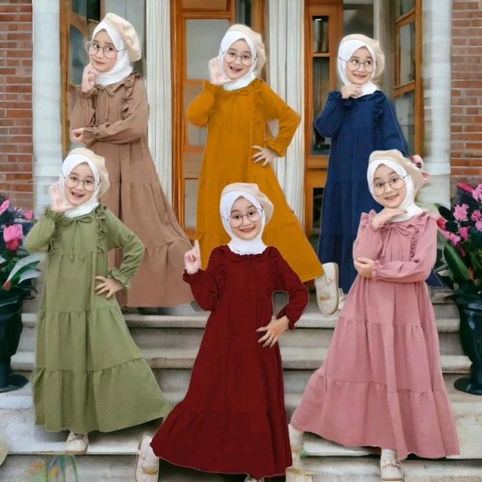 Gamis Anak Syafa Kids Crinkle Airflow Kualitas Premium Muslim Syari mewah elegan zikra putih