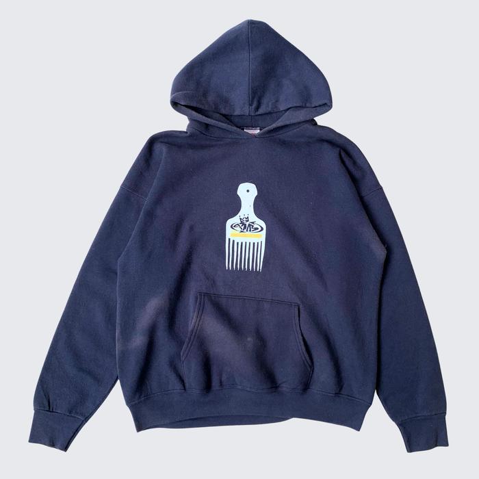 Dark Blue Navy Faded Vintage 1990s PNB Nation Streetwear FOTL Hoodie - Unisex - L
