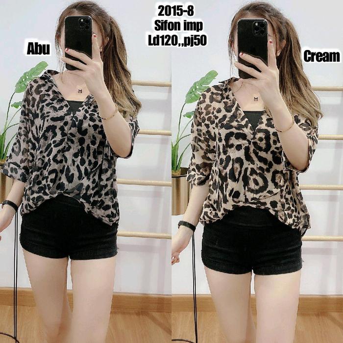 BLOUSE SIFON MACAN FREE TANKTOP WANITA|BLOUSE LEOPARD WANITA|ATASAN MOTIF MACAN