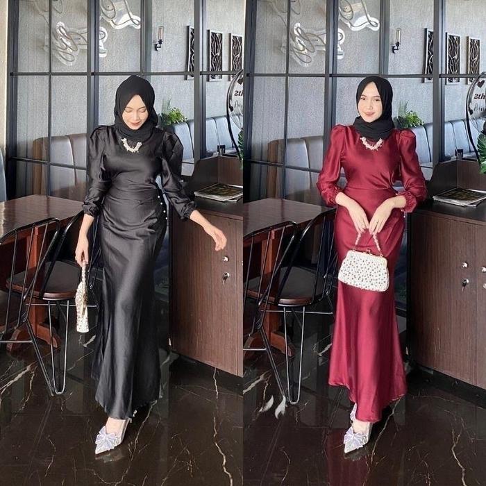 ANESKA-ELORA DRESS Silk Premium Fashion Wanita Muslimah Dress Formal Informal