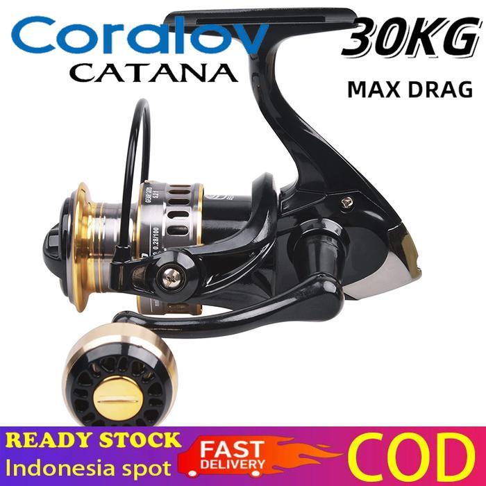 new - coralov he reel pancing tarikan max drag 30kg reel spinning gear 5.2: 1 gagang spul logam 13bb