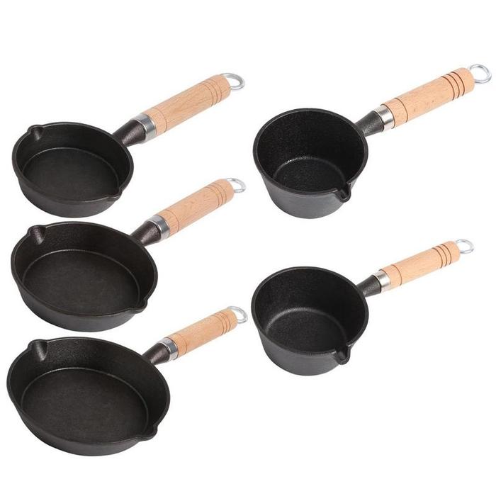 Iron Small Egg Pan Cast Iron Skillet Frying Pan With Dual Drip-Spouts