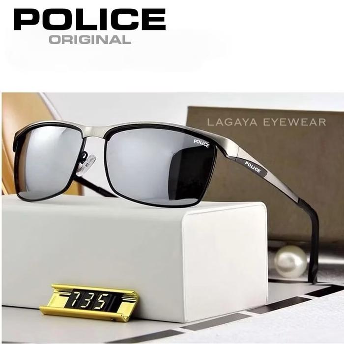 POLICE Kacamata Elegan Frame Titanium Kekinian Pria Wanita Lensa Polarized Model 7868 Original