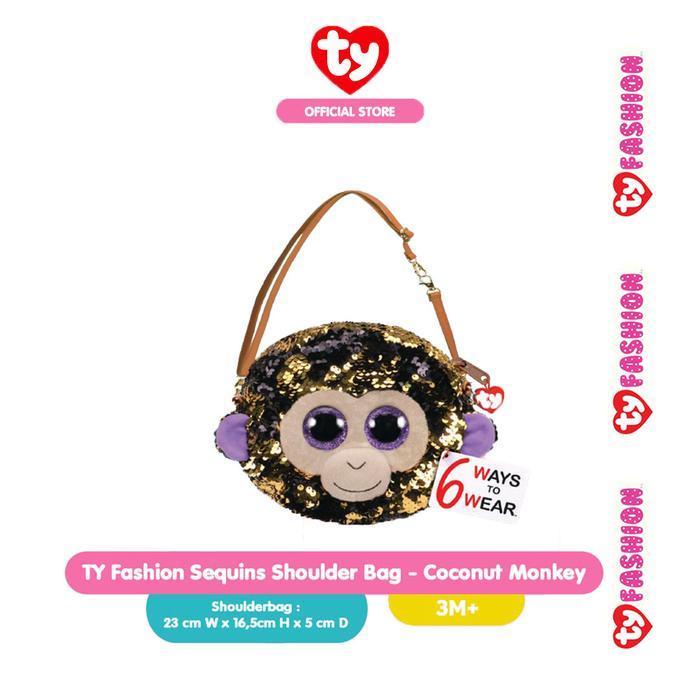 KOMPLIT TY Fashion Sequins Shoulder Bag Coconut Monkey - Tas Boneka Monyet