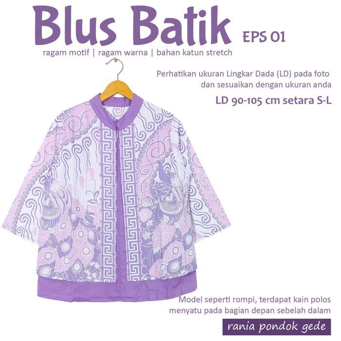 Terlaris- Blouse Atasan Baju Batik Wanita Resleting Model Blazer Rompi Outer -Gratisongkir