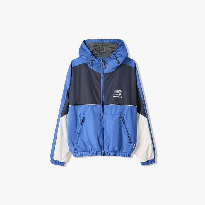 Lightweight colour block hooded jacket / JAKET HOODIE BLOK BERSHKA original