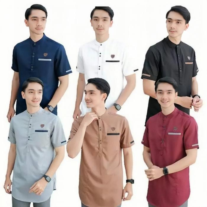 Baju Koko Pria Muslim Terbaru Kemeja Polos Terlaris Bestseller Kombinasi Batik Exclusive Katun Motif