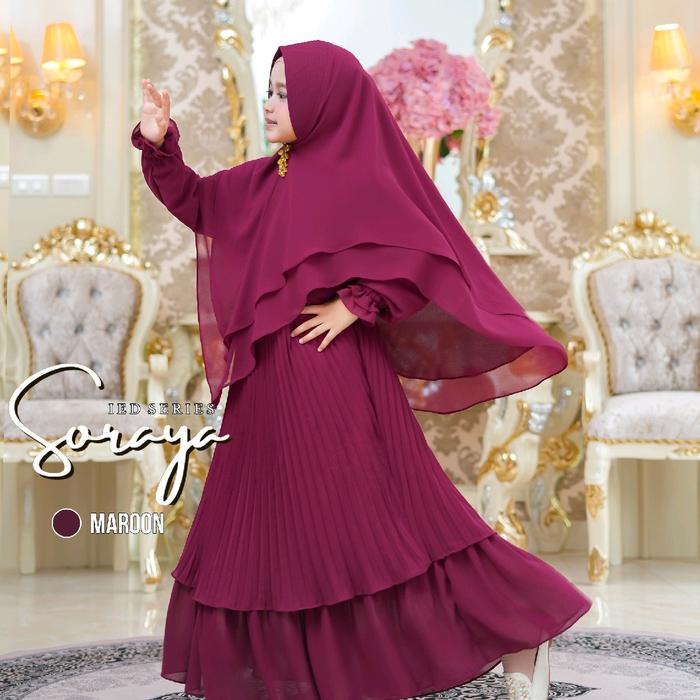 SORAYA SERIES By ASSYABIYA syari Gamis Syari Ceruty Babydoll Set Hijab Muslim Wanita Lebaran Pesta K