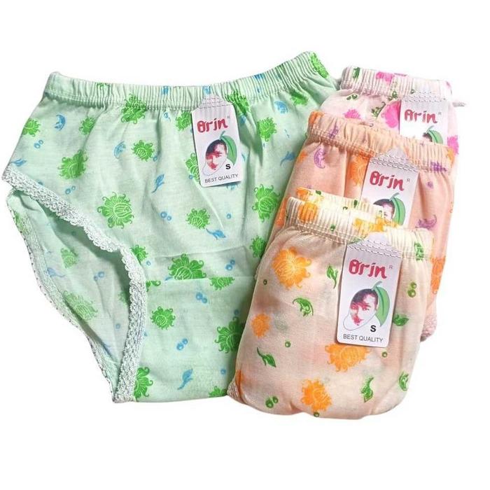12 Pcs Celana Dalam Wanita Dewasa Remaja Anak Katun Tipis Motif Bunga Cd Cewek ORIN