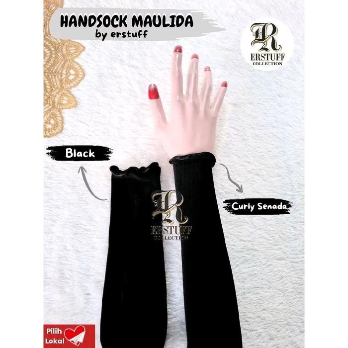 Handsock Maulida Curly Senada Hitam Curly Senada Handsock Wanita