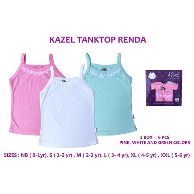 PNB96 KAZEL TANKTOP RENDA / SINGLET KAOS ANAK M 1 pack isi 6 - NB ( 0-1 T )