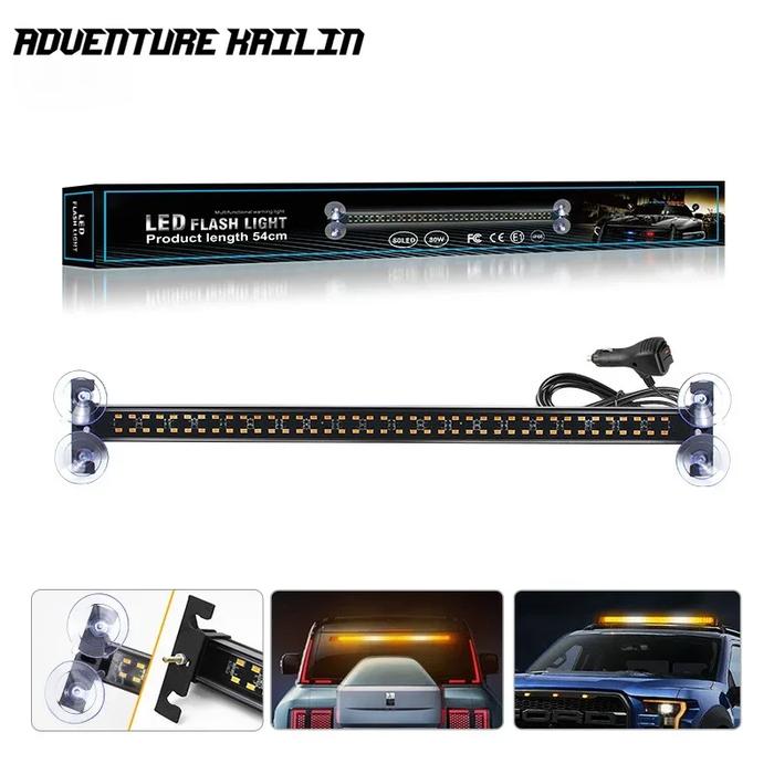 New Car Multi-Function Bumper Light Led Single Row Middle Net Strobe Light Rear Windshield Warning L
