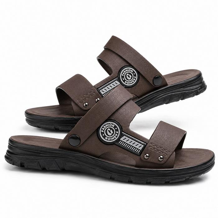 Selop Pria Slip On MK 90c Sandal Kulit Ori Slide Sintetis Nyaman Termurah Ringan Empuk Kece Shoes