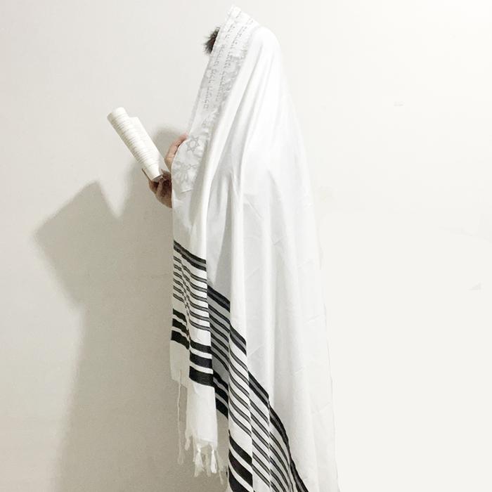 Judaica Israel Jewish Talit Black Polyester Large Size Gadol Prayer Shawl Tallit With Bag 140x190cm
