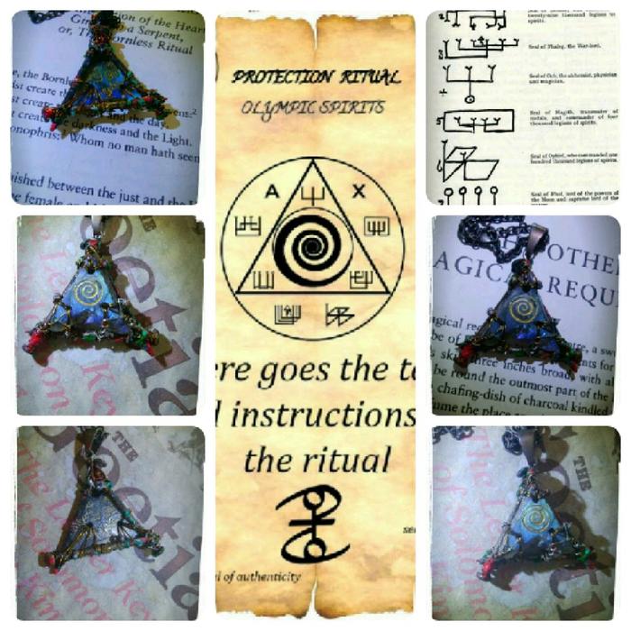 Kalung Liontin Batu Akik Abraxas Spiral 7 Olympic Spirits Esoteris  Gnostik Kuno Vintage Gothic Etni
