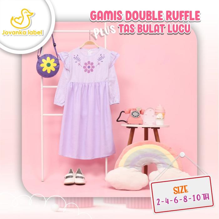 Jovanka Gamis Anak Doble Ruffle by Jovanka Label Plus Tas Bulat Lucu Size 2 TH