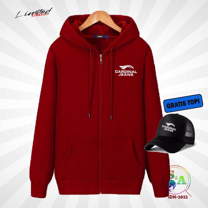 Gratis Topi / Jaket Resleting Cardinal Jeans Putih Jaket Distro Pria / Jaket Hoodie Zipper Pria Dan 