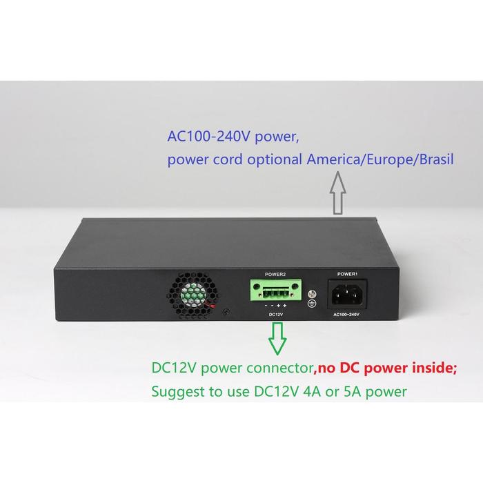 HIOSO Epon OLT 2 Port  SFP Uplink Combo AC100-240V With DC Connector