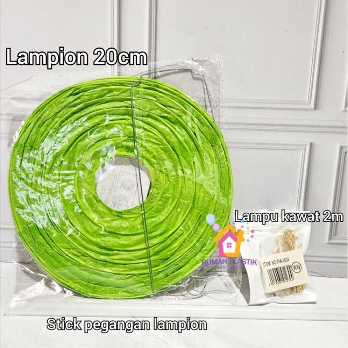 Safitiri 1 Set Diy Lampion Takbiran 20Cm + Lampu Led Kawat + Stick Pegangan Nyala Takbir Anak Kelili