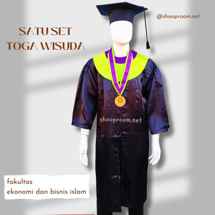 (SATU SET) TOGA WISUDA UINSA - FAKULTAS EKONOMI DAN BISNIS - KAIN SATIN (kalung bulat)