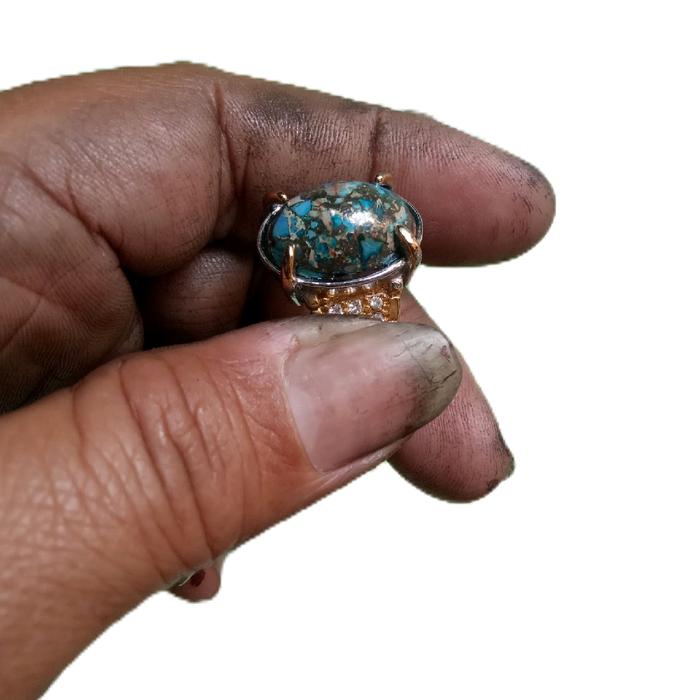 cincin batu pirus urat perak