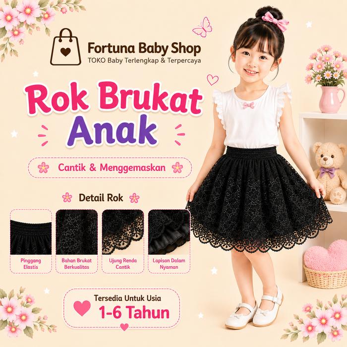 Rok Brukat Anak Cantik Lucu/Rok Tutu Anak Perempuan/Rok Tile Anak Cewe Rok8 Lyme