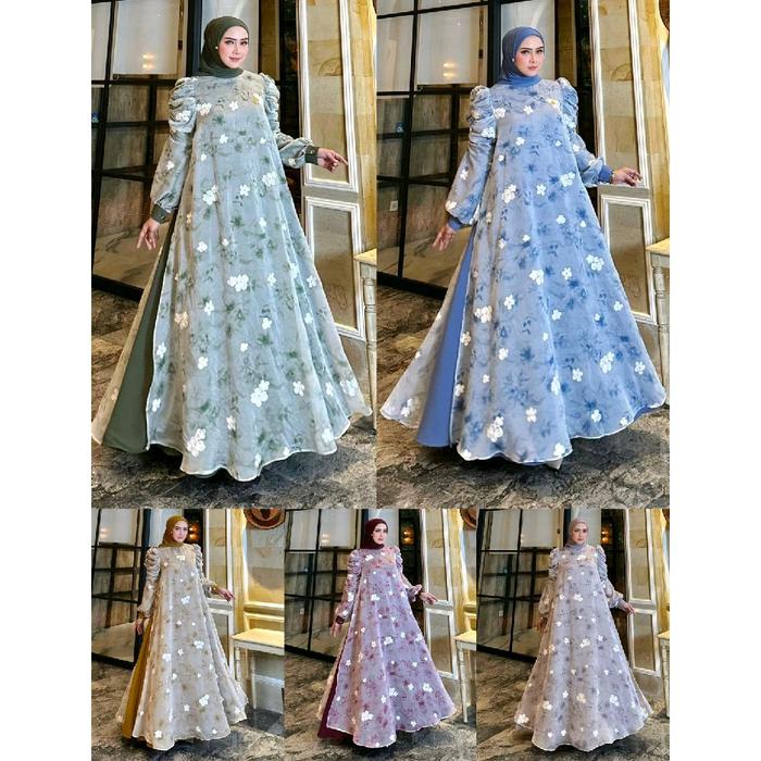Gamis terbaru Rachel dress set 2in1 by nona