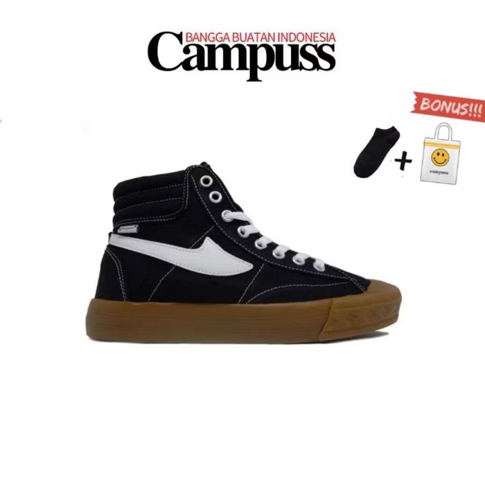 Campuss - Renegade High Gum Canvas Black White - Sepatu Sneaker Casual
