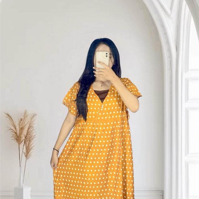 DASTER POLKADOT MODEL SILANG// DASTEE REMAJA KEKINIAN Wanita Dress Dewasa