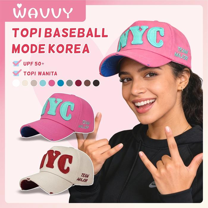 Wavvy Cap Bordir Fashion Topi Baseball Korea/Baseball Hat NYC Logo/Topi Baseball Pria Wanita