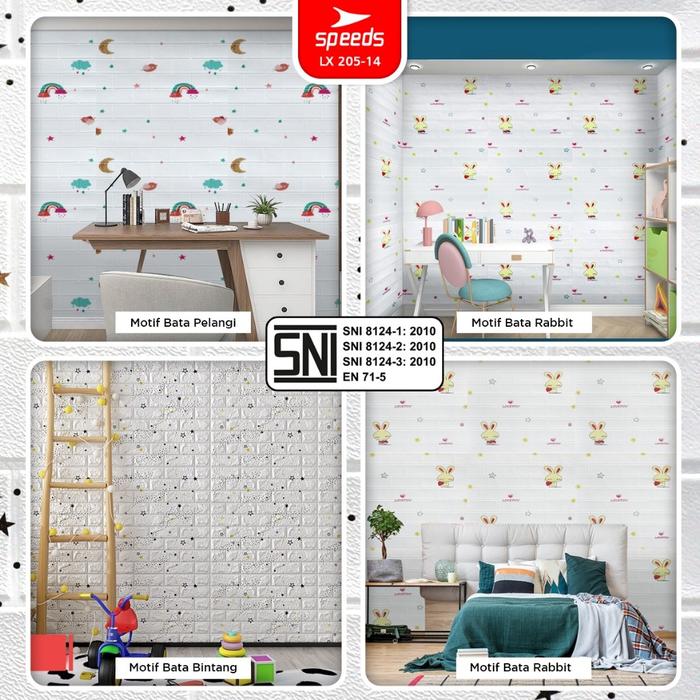 SPEEDS SNI Wallpaper Dinding 3d Foam Bata Putih Wallpaper Dinding Berstandar 205-14