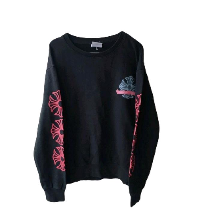 Crewneck Chrome heart Big logo Original Pria Sweater Hoodie Wanita Oversize Basic Distro Kaos Hitam 