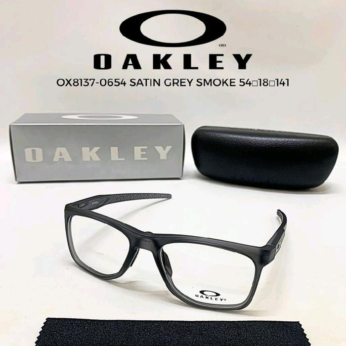 Oakley Kacamata OX8137-0654 Satin Grey Smoke 54-18-141 dengan Case dan Kain Pembersih
