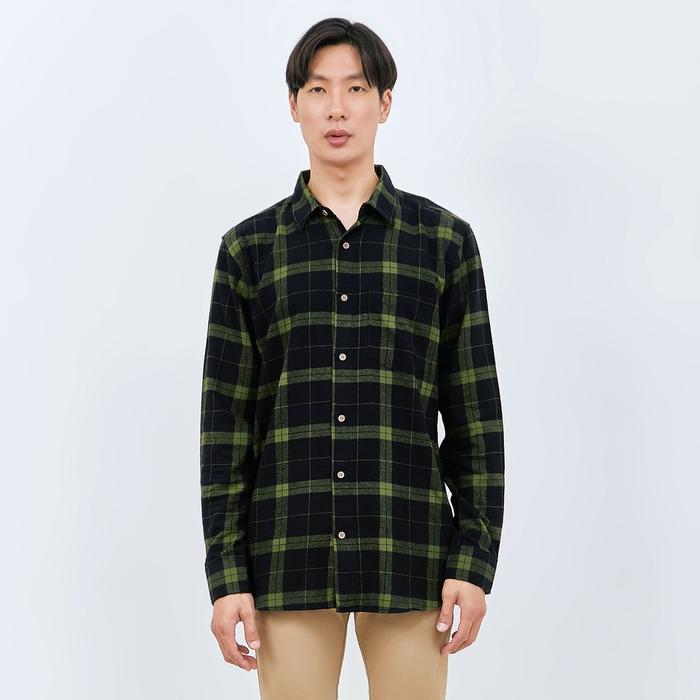 M231 Kemeja Pria Flannel Panjang Hijau 1901B