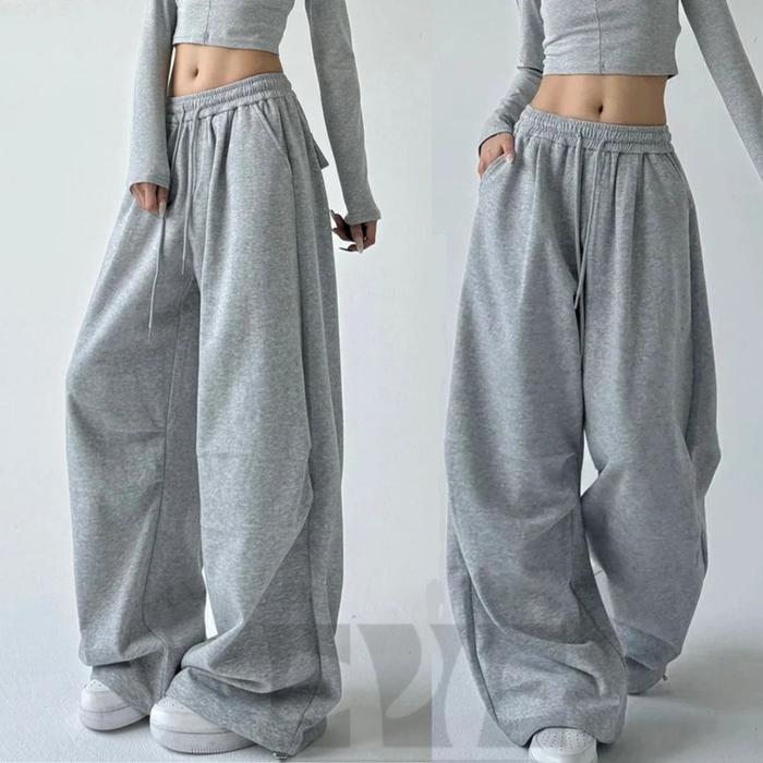 Eve Merch Enola Sweatpants Super Baggy Pria Wanita Flecee Premium Lembut Tebbal Sporty Training Nyam