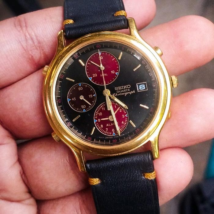 VINTAGE - Jam Tangan Formal SEIKO Chronograph - Tahun 90an - 7T32