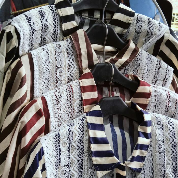 Gamis wanita, cantik, model salur, gamis salur , motif garis-garis
