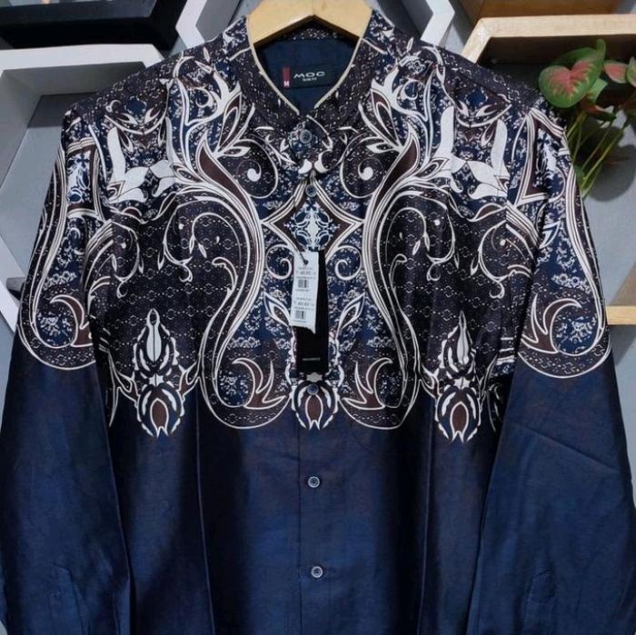 MOC Baju pria distro Kemeja Koko Original  kotak kotak Motif Katun Muslim Batik
