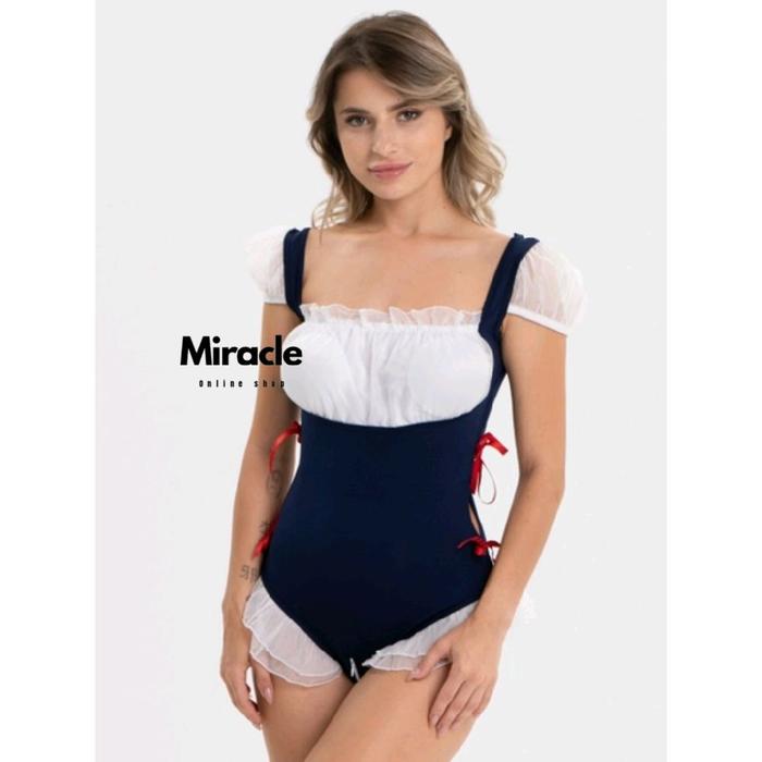 Lingerie sexy cosplay kostum maid pelayan seksi bikini open crotch baju dinas malam clubbing kostum 