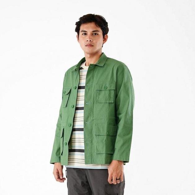 Greenlight Jaket Jeans Parka Pria Portland Classic Katun Vintage Work Jacket C030923 Biru