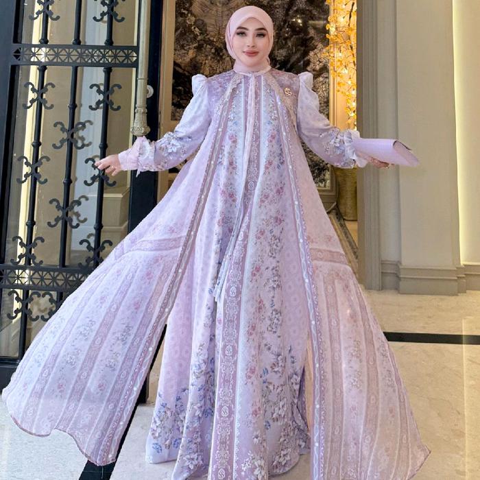 ShellaSaukia Gamis PRINCESS Printing Mewah MIX ORGANZA SUTRA Terbaru best seller ORI SS