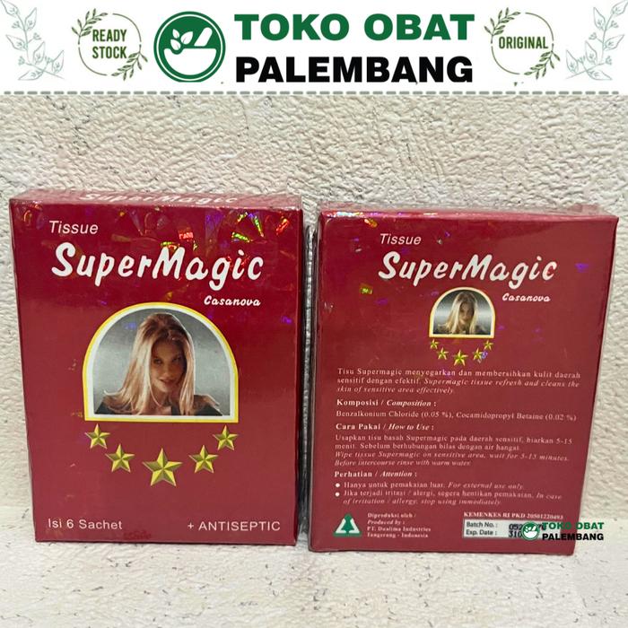 TISSUE SUPER MAGIC MAN AROMA CASANOVA 6SACHET DUS MERAH +ANTISEPTIC TISU SUPER MAGIC MAN TISSUE BASA