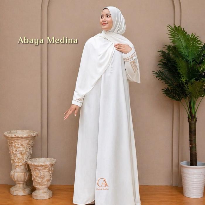 Abaya Medina by Gerai Aulia Gamis Muslim Arabian Bordir Premium Dress Lebaran Mewah Syari