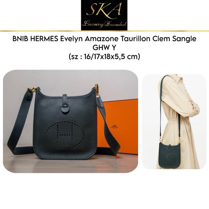 Hermes Evelyn Amazone Taurillon Clem Sangle GHW Y