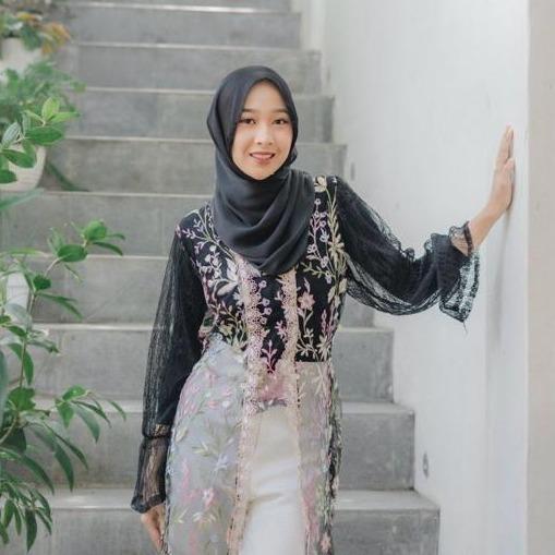 Kebaya Alleya Kutu Baru Modern Casual Atasan Baju Pakaian Dress Wanita Brukat Tali Tulle Tile Lace P