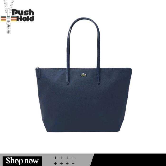 Lacoste Large L.12.12 Concept Tote Bag Original Tas Kerja Wanita Premium Muat Laptop 15 Inch - Navy
