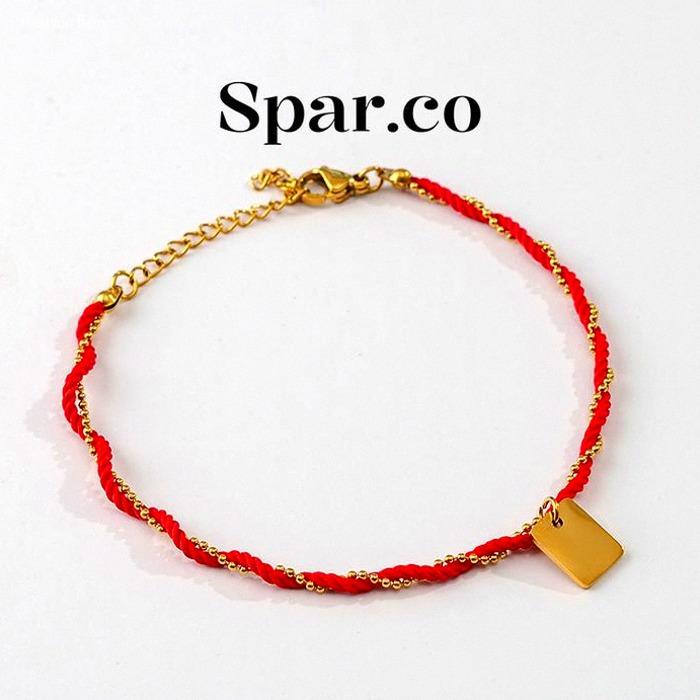 Spar.co Combination Custom Laser Bracelet - Gelang Kombinasi Tali Merah Rantai Emas Titanium Model B
